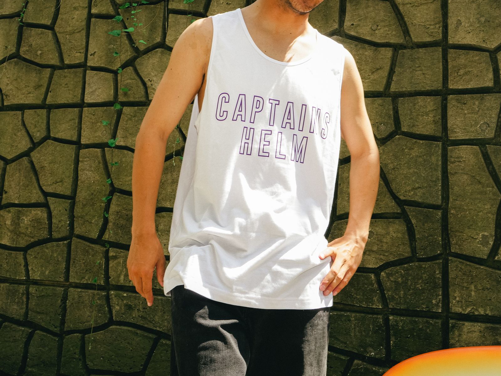 CAPTAINS HELM - ×SHELTECH® COOL TOUCH + DRY TECH TANK TOP - CH/CA LOGO  (WHITE) / シェルテック ドライテック タンクトップ | LOOPHOLE