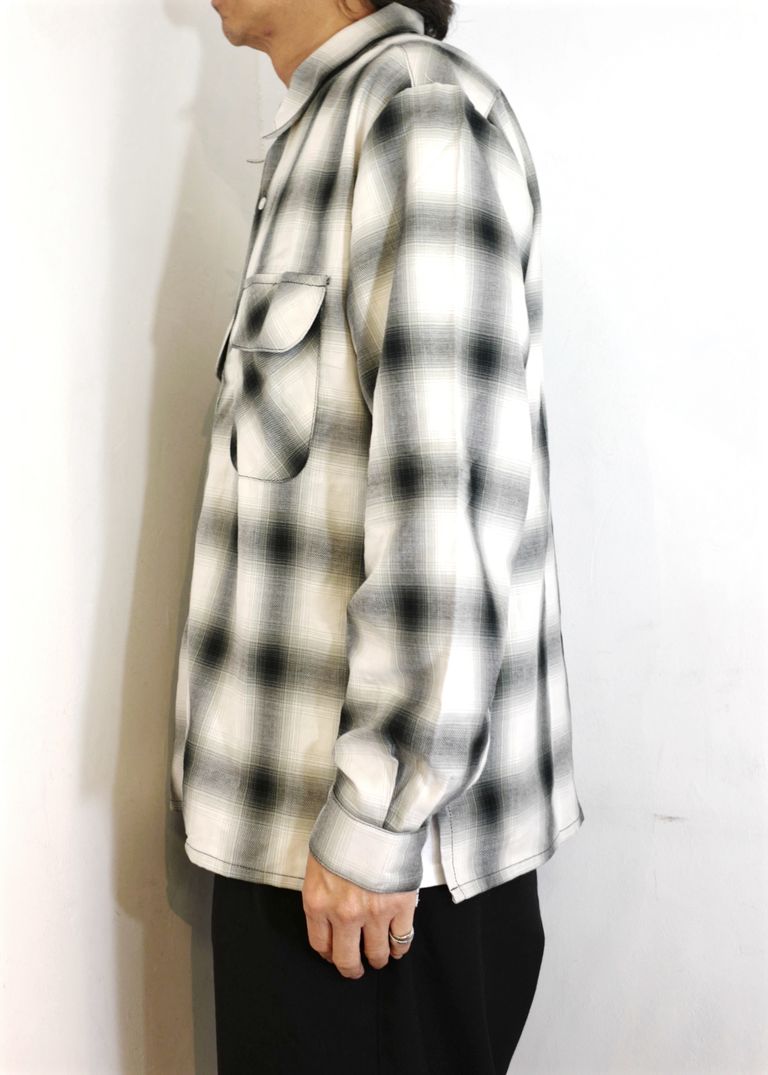 HIDE AND SEEK - OMBRE CHECK L/S SHIRT (WHITE) / オンブレチェック 