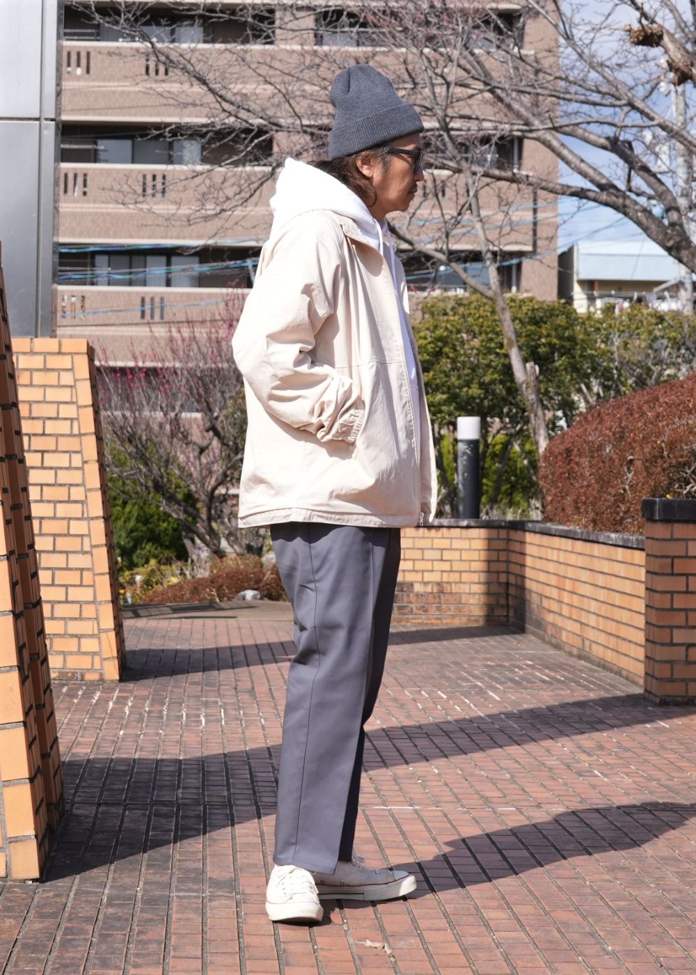 BAR&SHIELD TRACK JKT (CREAM) / バー&シールド ナイロン トラック ジャケット