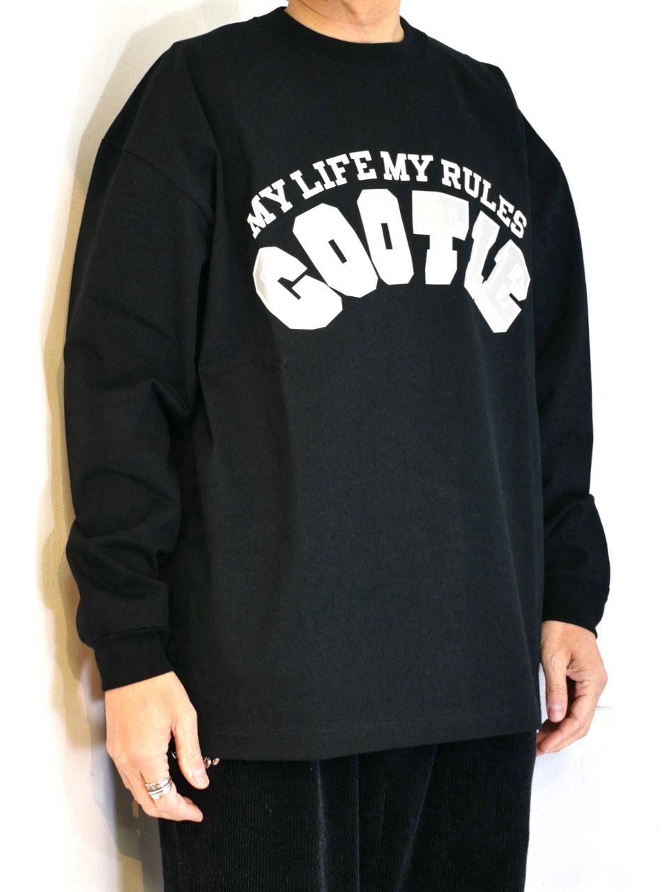 COOTIE PRODUCTIONS - Open End Yarn Print L/S Tee (BLACK) / ロゴ 