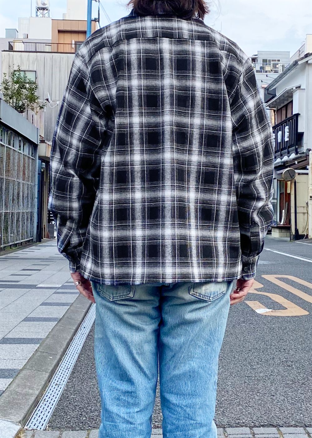 Ombre Check L/S Shirt (BLACK) / オンブレ チェック シャツ