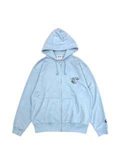 HUNGRY ZIP UP HOODIE (STONE BLUE) / ハングリー ロゴ スウェット ジップパーカー