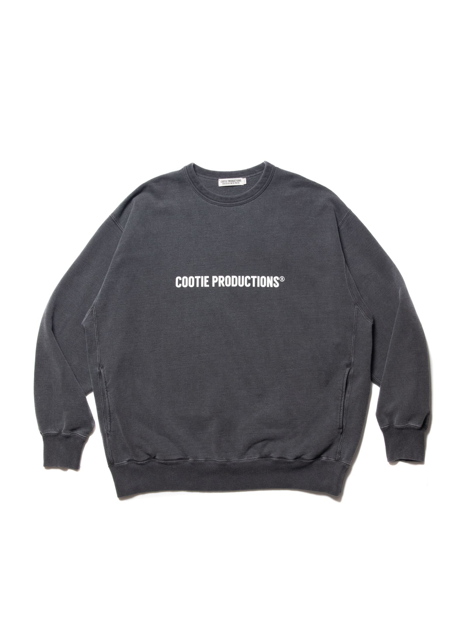 COOTIE PRODUCTIONS - PIGMENT DYED SWEAT CREW (BLACK) / ピグメント