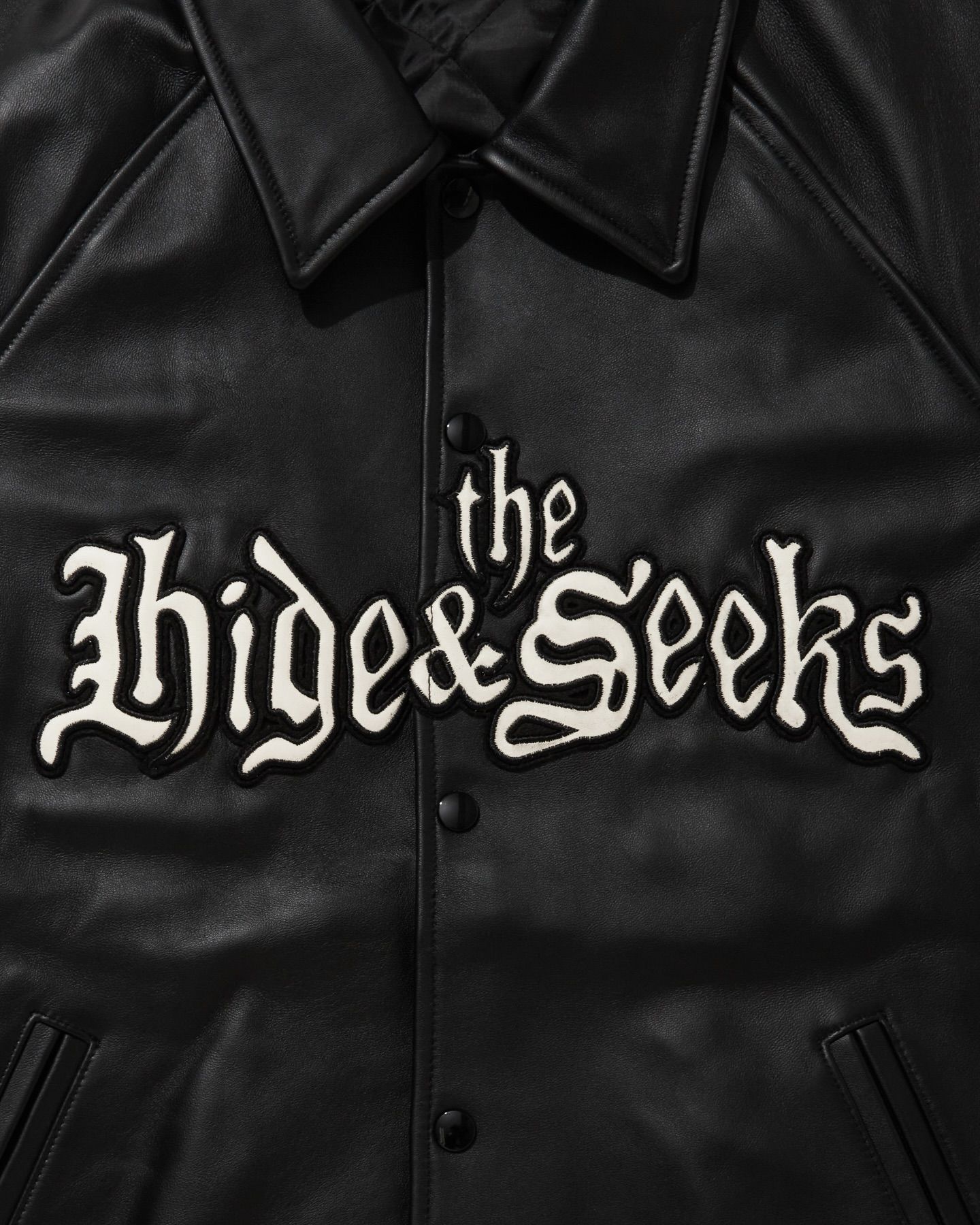 Leather Varsity Jacket (BLACK/WHITE) / 西浦徹 コラボ レザー ジャケット