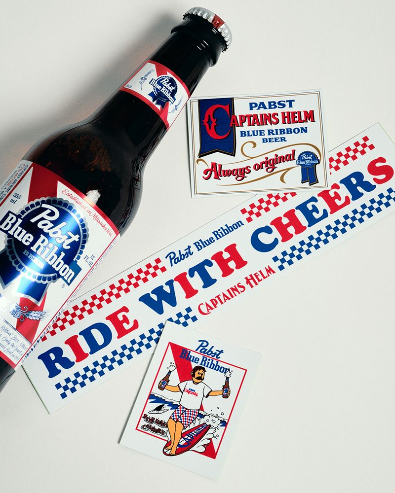 × Pabst Blue Ribbon STICKER SET (WHITE) / ×パブストブルーリボン コラボ ステッカー セット