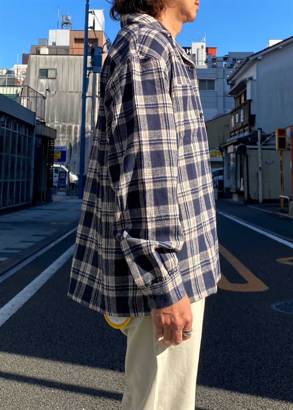 FIVE BROTHER Ex. L/S CHECK SHIRT "VIN" (NAVY) / ファイブ ブラザー コラボ チェック シャツ
