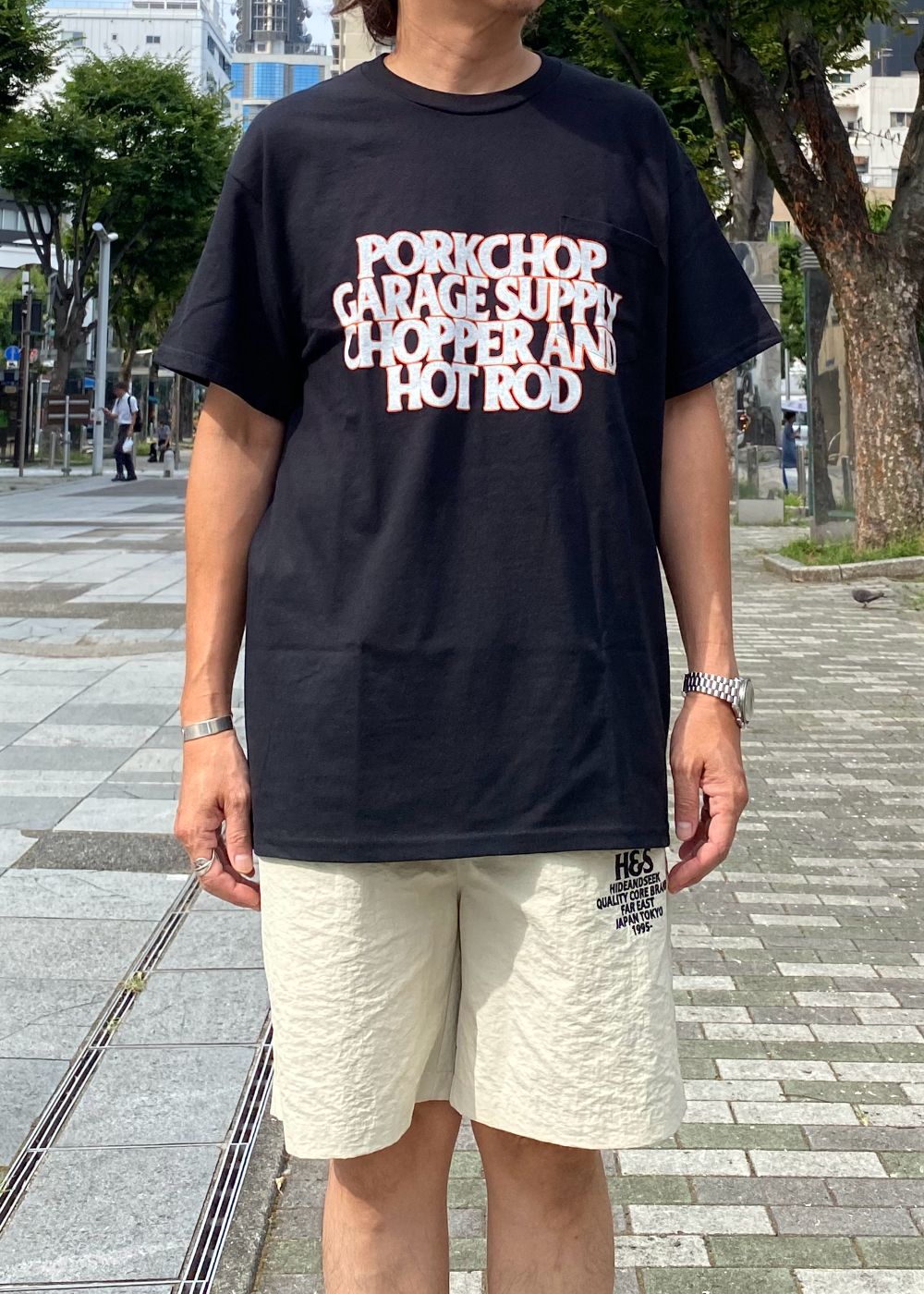 C&H LOGO POCKET TEE (BLACK) / ロゴ ポケット Tシャツ