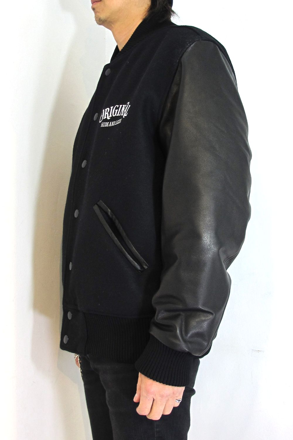 HIDE AND SEEK - ×TENDERLOIN VERSITY JKT (BLACK) / テンダーロイン 