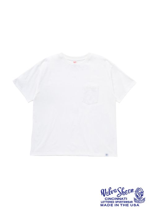 VELVA SHEEN Ex.S/S POCKET TEE "PIERCE" (WHITE) / ベルバシーン コラボ ポケットTシャツ