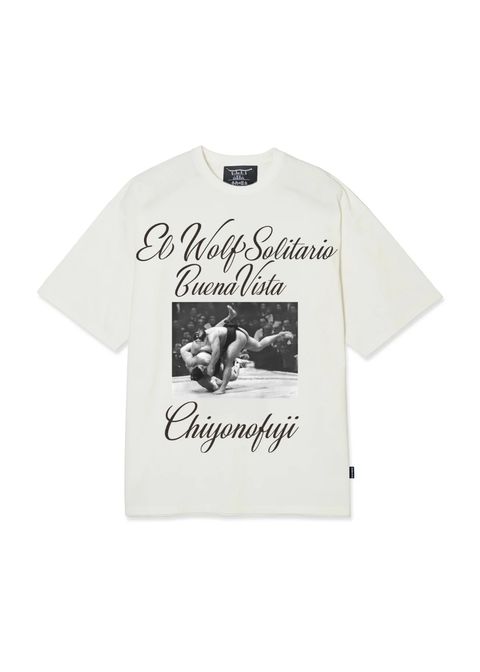 【千代の富士×BUENA VISTA】El wolf solitario tee tres (WHITE) / ×千代の富士 コラボ Tシャツ