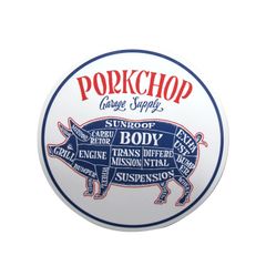 【ラスト1点PORKCHOP CIRCLE STICKER (WHITE×BLUE) / ポークチョップ サークルステッカー