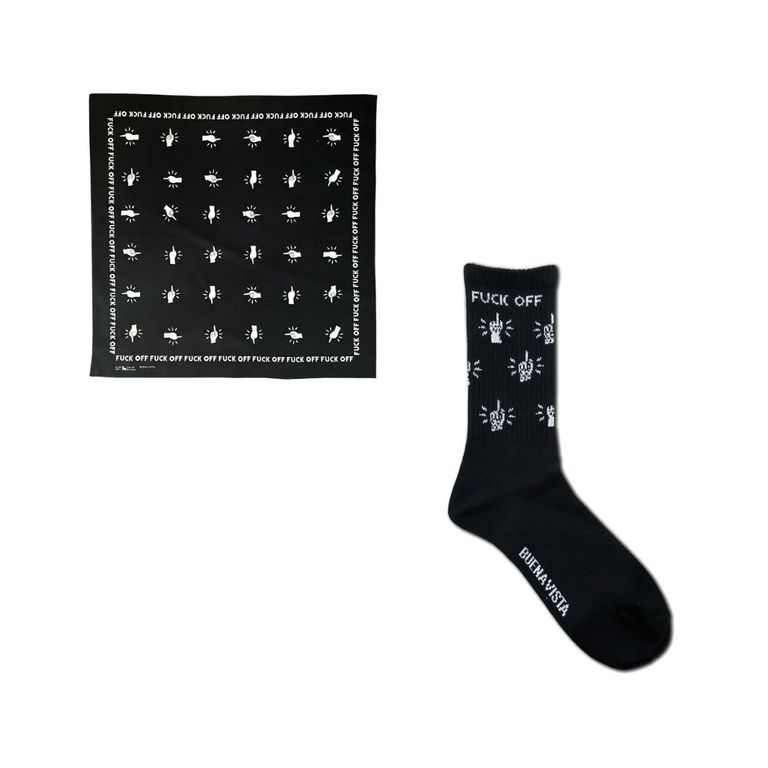 BUENA VISTA 新作販売告知 / 遊び心を伺わせるグラフィックが魅力のバンダナ&ソックス。