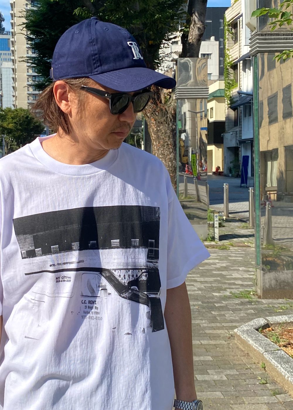 RT CAP (NAVY) / ロゴ刺繍 ダッド キャップ。