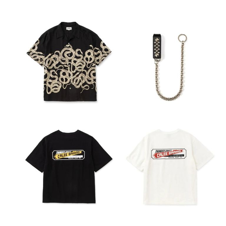 CALEE 新作販売告知 / インパクト抜群のシャツやアメカジライクなTシャツに加え、腰回りのお洒落に最適なウォレットチェーンが入荷。