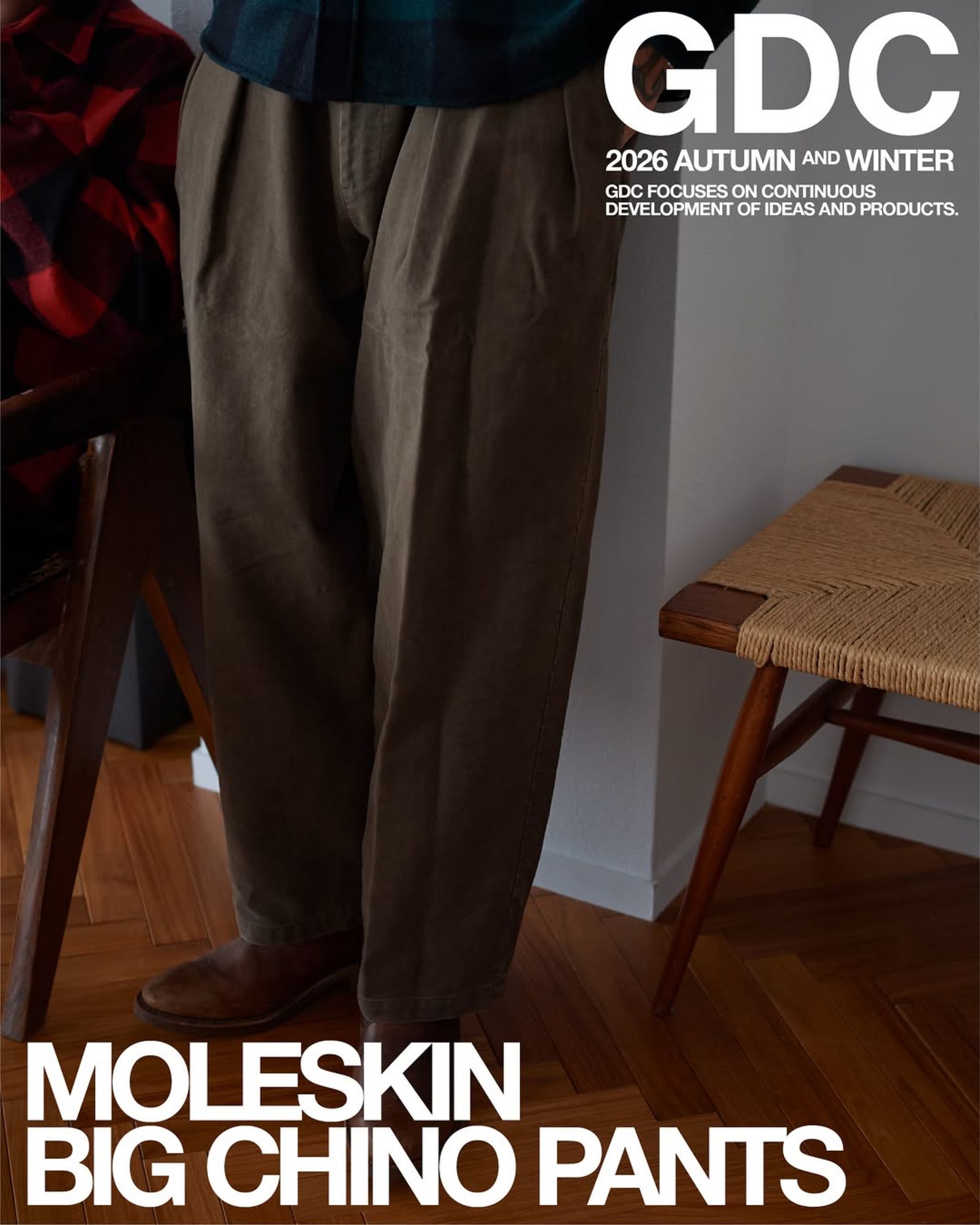 Moleskin Big Chino Pants (BROWN) / モールスキン ビッグ チノパンツ