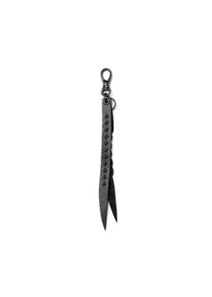 【ラスト1点】STUDS & KNITTING LEATHER SHORT KEY RING ＜TYPE B＞ (BLACK/BLACK) / スタッズ レザー キーリング
