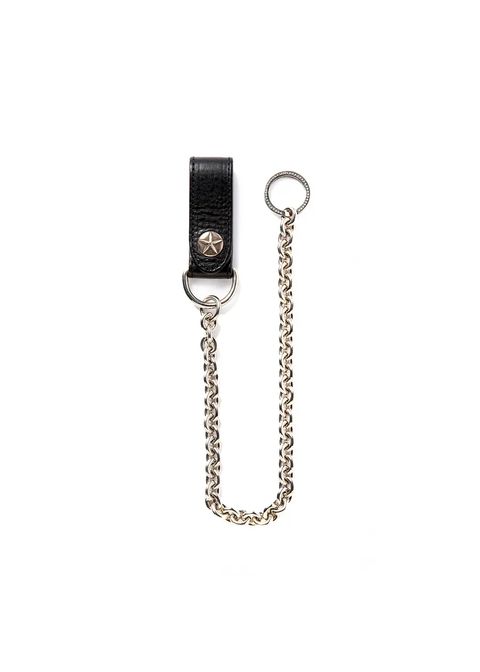SILVER STAR CONCHO LEATHER WALLET CHAIN (BLACK) / シルバー スター コンチョ ウォレットチェーン
