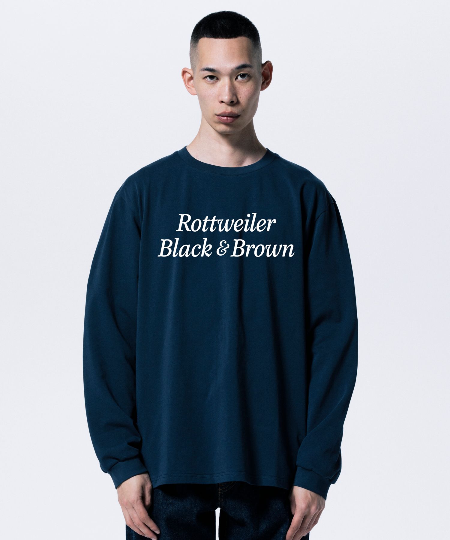 R9 B&B LS TEE (NAVY) /  オリジナル ロゴプリント ロングスリーブ Tシャツ