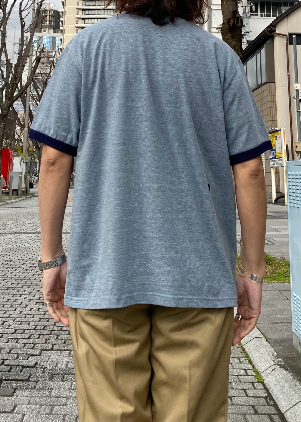 TRIM TEE (HEATHER NAVY) / トリム Tシャツ