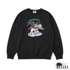 SWEAT CREW POLA BEAR P (×MASSES) (BLACK) / マシス コラボレーション スウェット