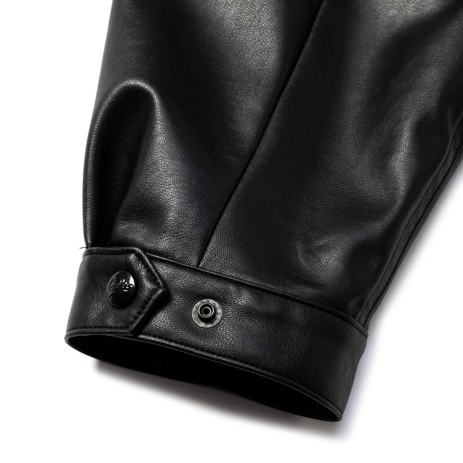 FAUX LEATHER HARRINGTON JACKET (BLACK) / フェイク レザー ハリントン ジャケット