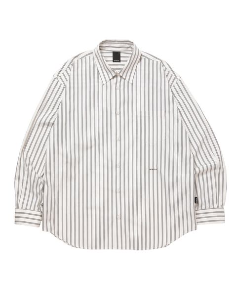 R9 STRIPE SHIRT (WHITE5254) / オープンカラー ストライプ シャツ