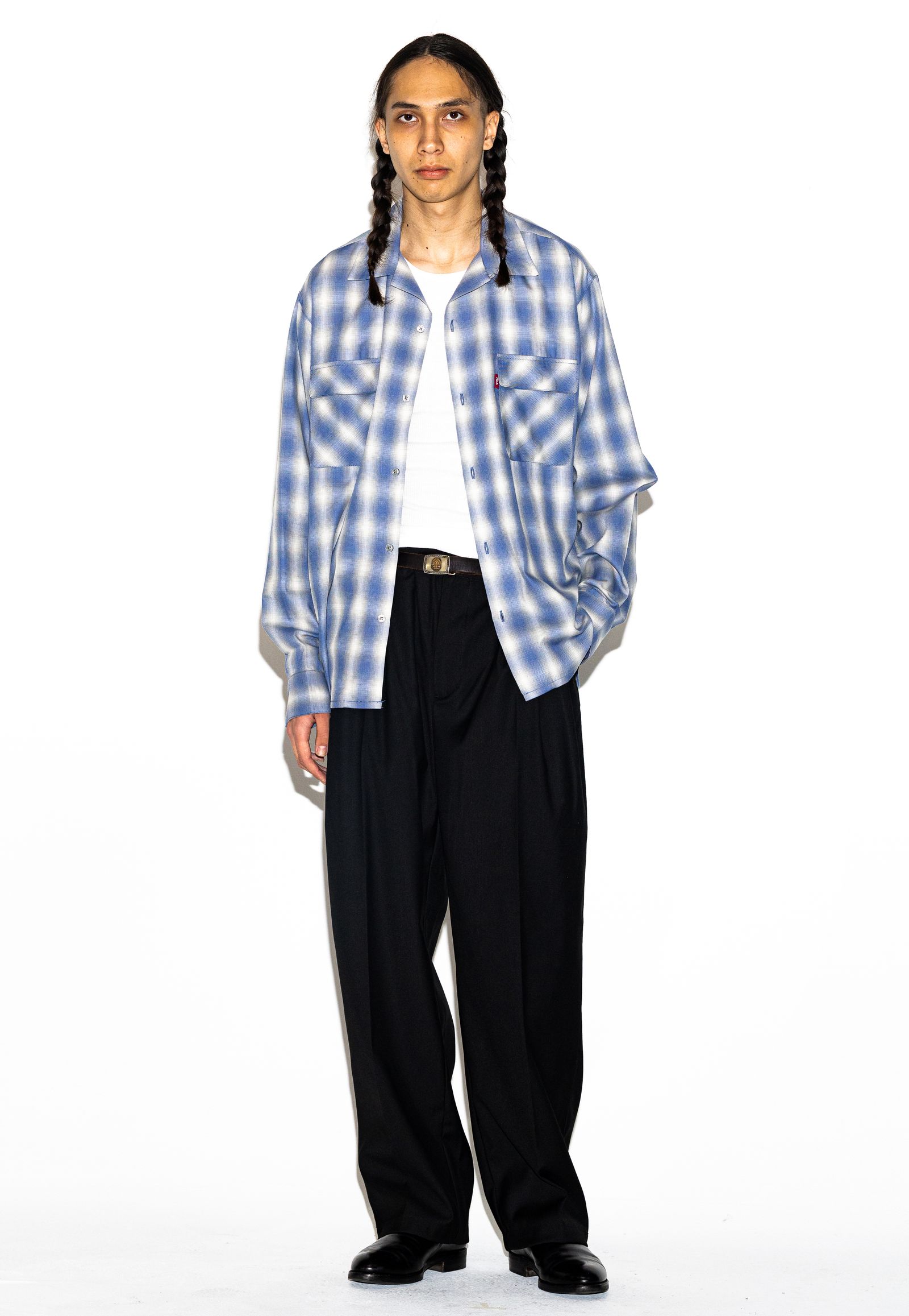 Ombre Check L/S Shirt (BLUE) / オンブレ チェック シャツ