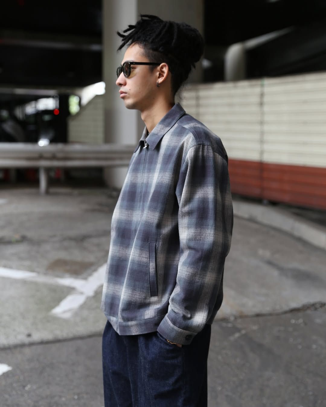 OMBRE CHECK SWINGTOP (BLACK) / オンブレチェック スイングトップ