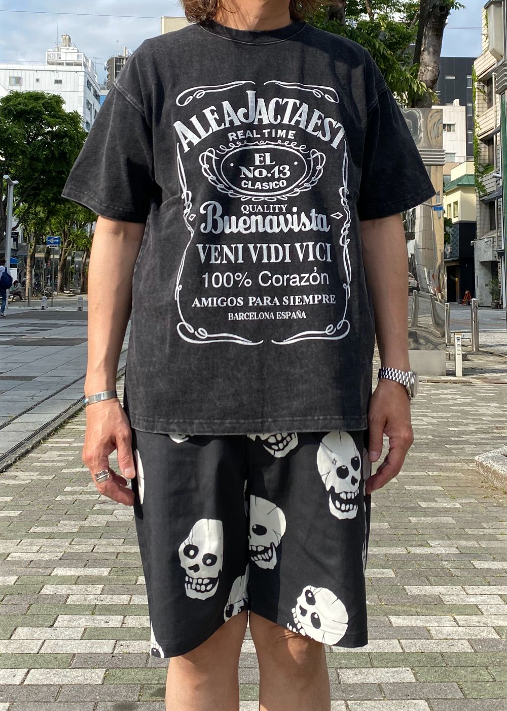 AJE pigment tee (BLACK) / プリント ピグメント Tシャツ