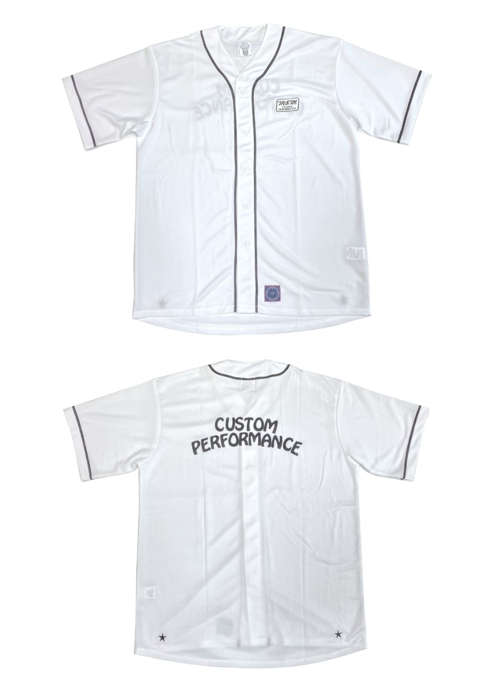 M&M CUSTOM PERFORMANCE - DRY ATHLETIC BASEBALL SHIRT (NAVY×WHITE