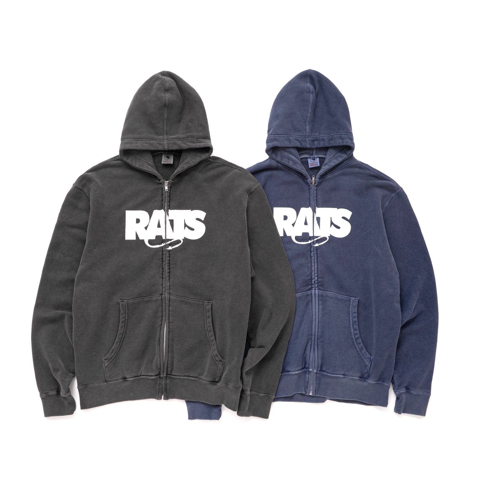 PIGMENT DYED ZIP HOODIE (NAVY) / ピグメントダイ ジップ スウェット パーカー