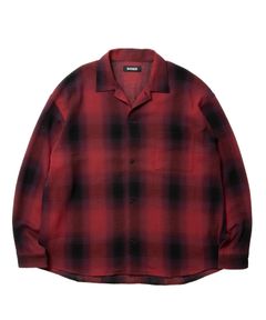 R9 CHAMPION CHECK SHIRT (RED) / チェック オープンカラー シャツ