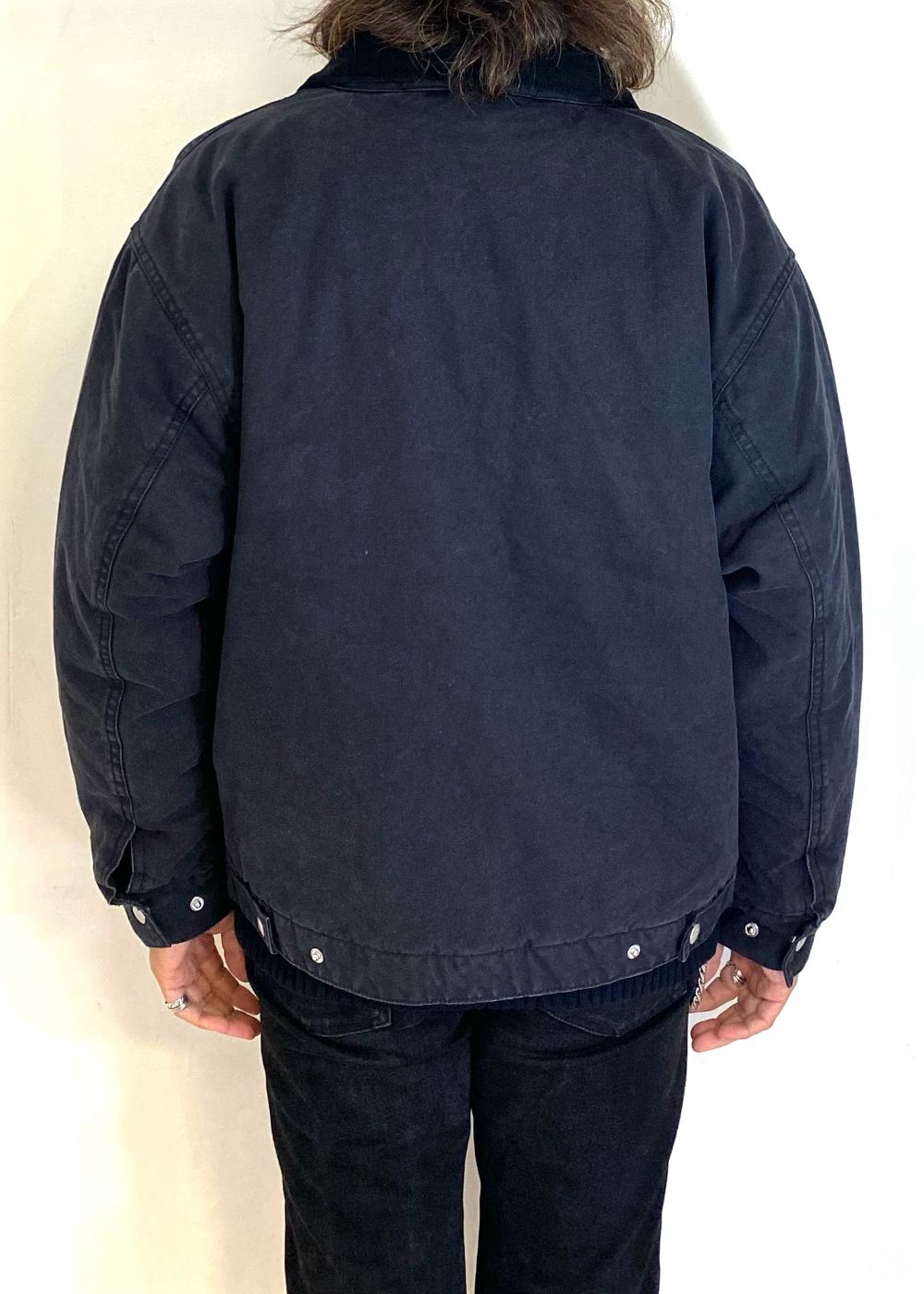 【ラスト1点】Ox Work Zip Jacket (Washed) (BLACK) / コットン オックス ワーク ジャケット
