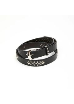 【ラスト1点】STUDS LEATHER NARROW LONG BELT (BLACK) / スタッズ レザー ナロー ロング ベルト