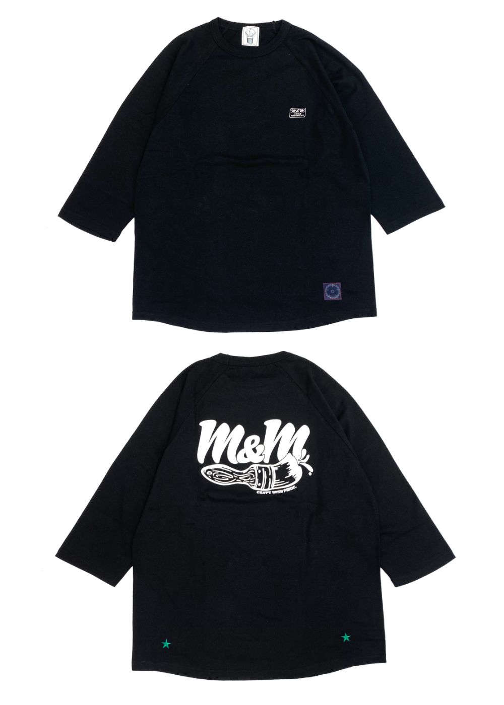 M&M CUSTOM PERFORMANCE - RAGLAN T-SHIRT (BLACK) / 3/4スリーブ