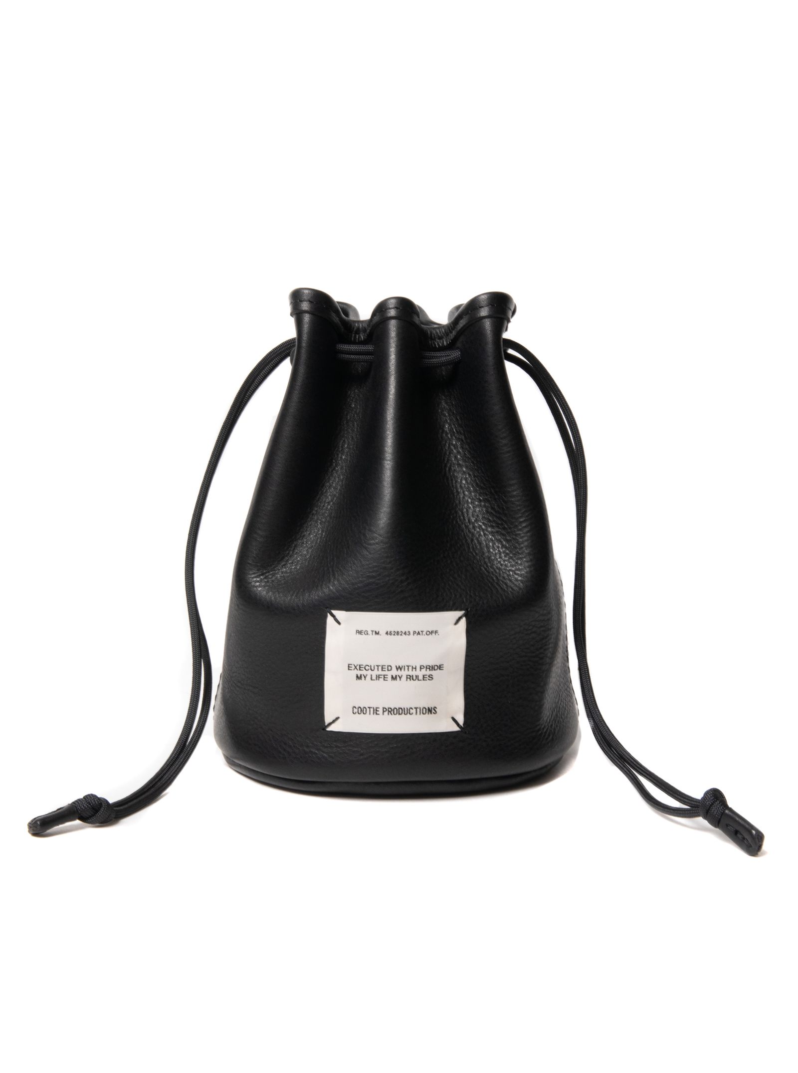 COOTIE PRODUCTIONS - Leather Bucket Bag (BLACK) / レザー 巾着 
