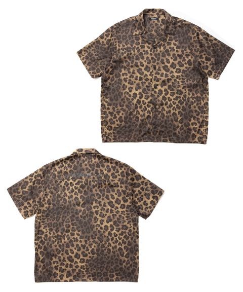 【ラスト1点】R9 LEOPARD S/S SHIRT (BEIGE) / レオパード オープンカラーシャツ