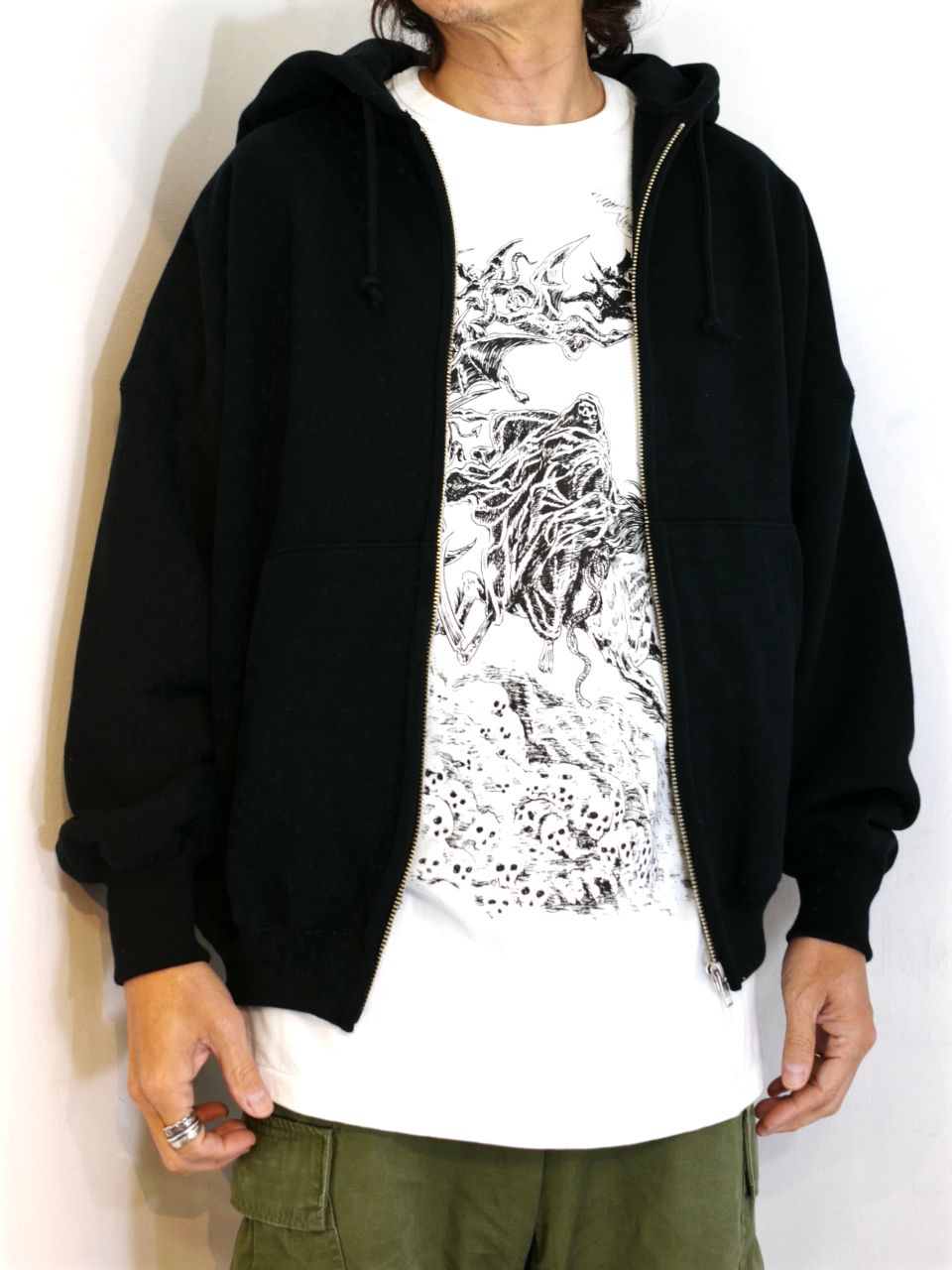 COOTIE クーティー パーカー サイズ:S 23SS カレッジロゴ オーバーダイ ヘビー スウェット パーカー Heavy Oz Sweat Hoodie ブラック 黒 トップス フーディー スウェットシャツ【メンズ】【美品】