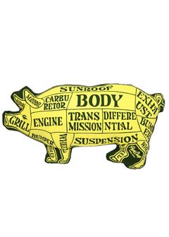 PORK CUSHION (YELLOW/DARK GREEN) / ポーククッション