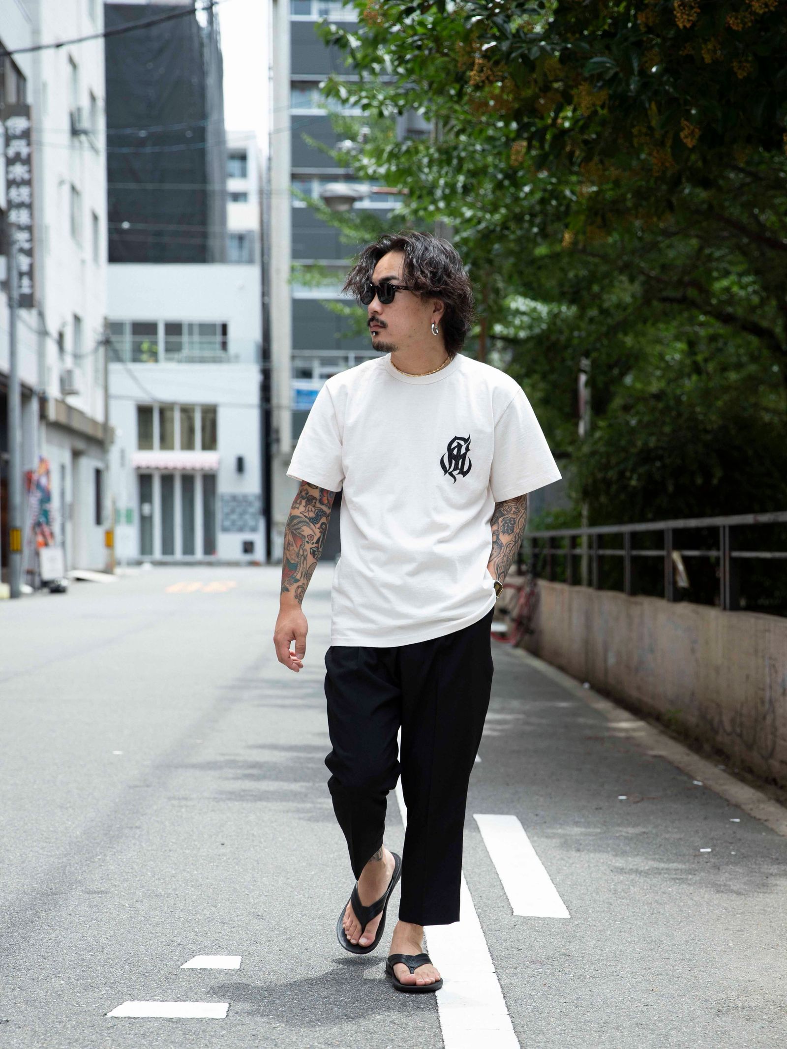 VINTAGE TYPE CROPPED SLACKS (BLACK) / オリジナル クロップド スラックス