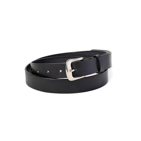 【ラスト1点】PLANE LEATHER NARROW BELT (BLACK) / プレーン レザー ナローベルト