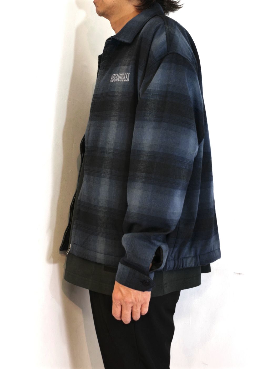 HIDE AND SEEK - CHECK HARRINGTON JACKET (BLACK) / オンブレチェック ハリントン ジャケット |  LOOPHOLE