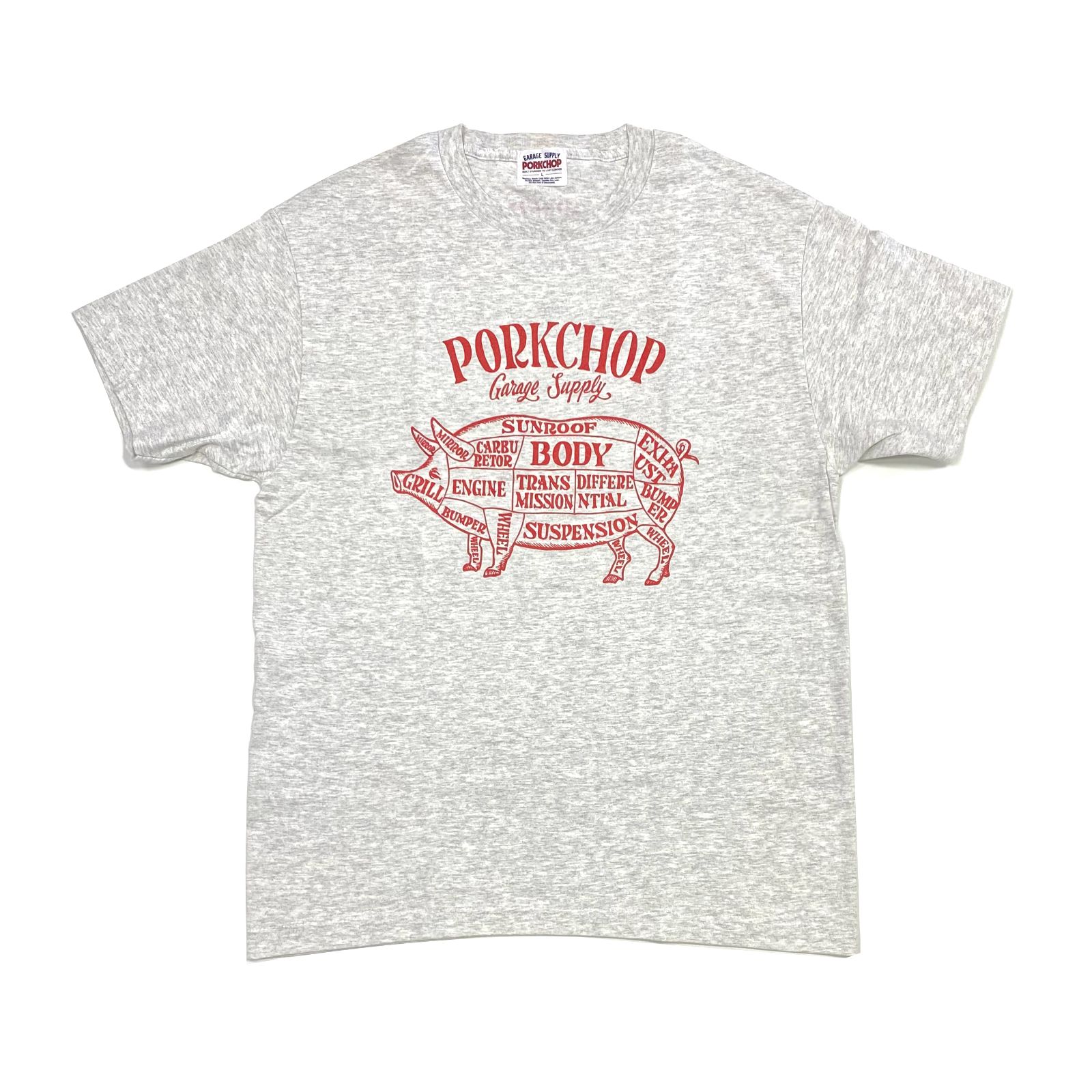 PORK FRONT TEE 25 (ASH) / ポーク フロント ロゴ Tシャツ