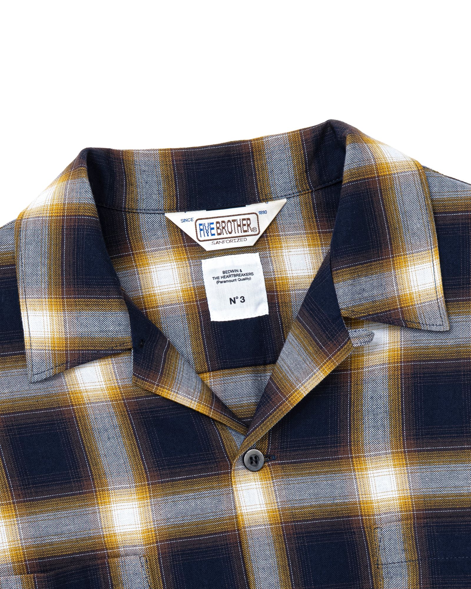 FIVE BROTHER Ex. L/S CHECK SHIRT "VIN" (YELLOW) / ファイブ ブラザー コラボ チェック シャ