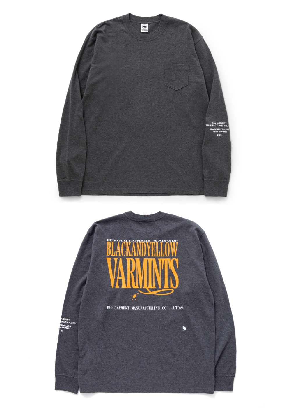 RATS - VARMINTS POCKET L/S TEE (CHARCOAL) / バーミンツ ロング ポケ