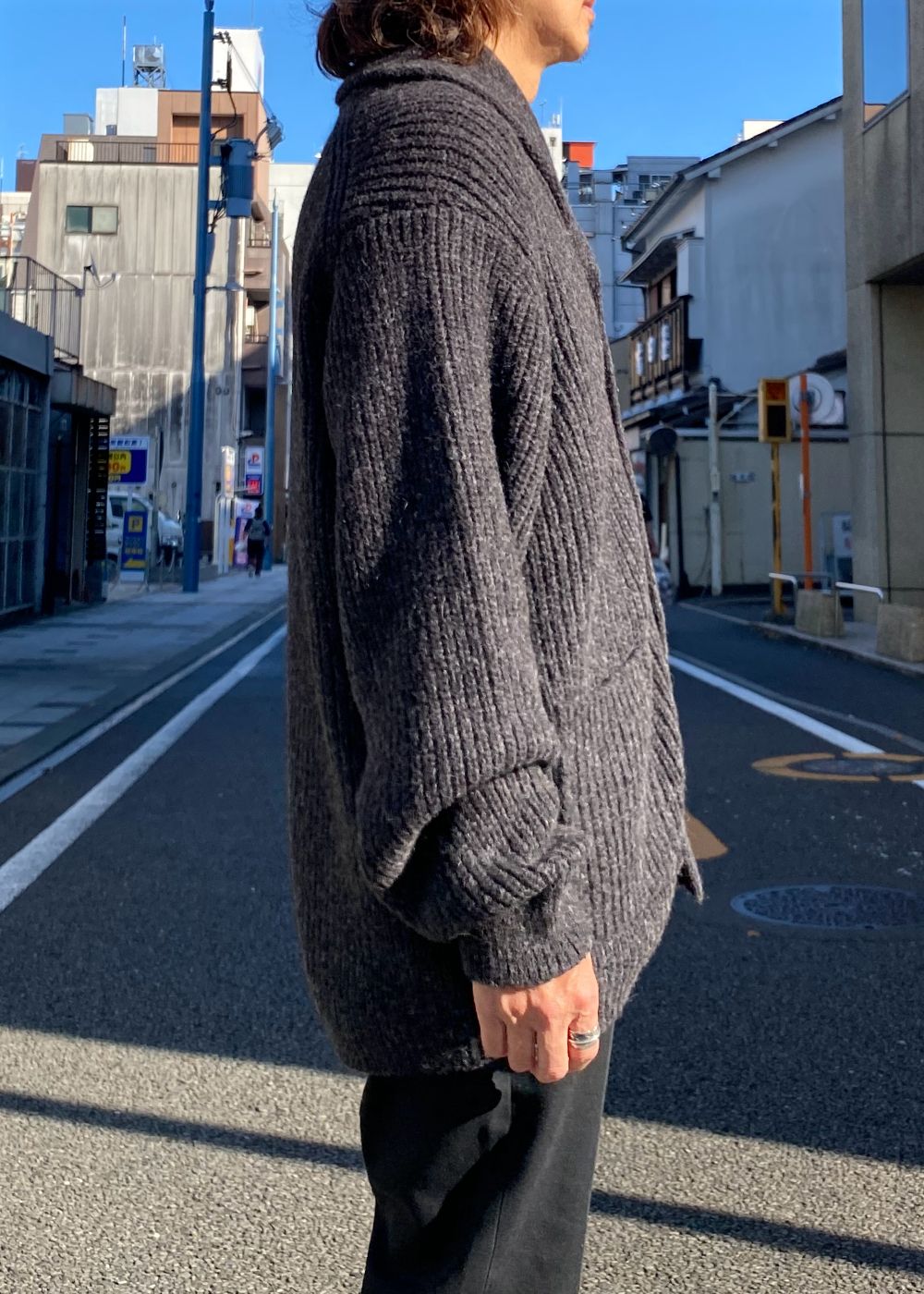 Baby Alpaca Wool Shawl Collar Knit Cardigan (CGR) / アルパカ ウール ショールカラー ニット カーディガン