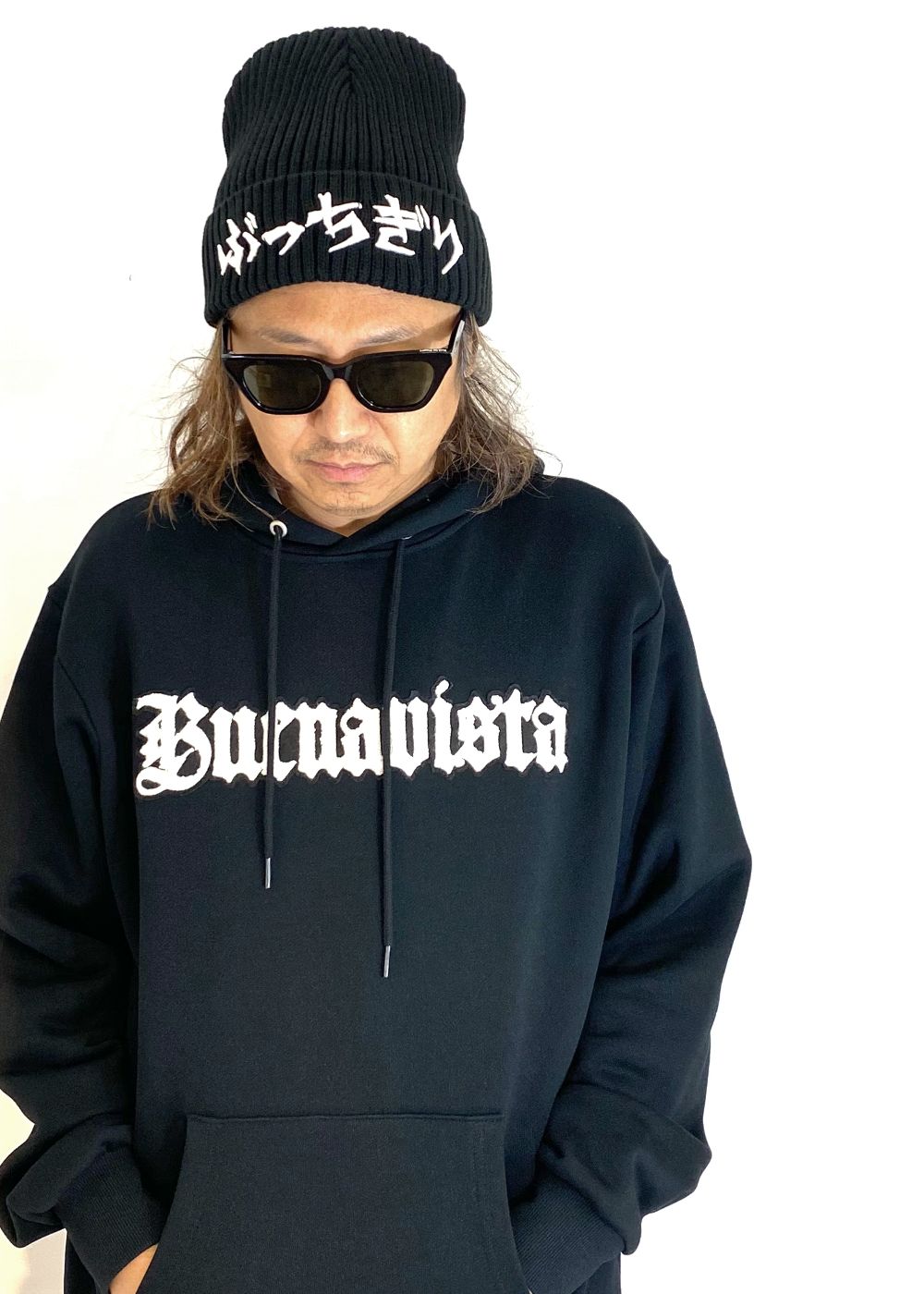 ぶっちぎりknit cap (BLACK) / ロゴ刺繍 ニット キャップ