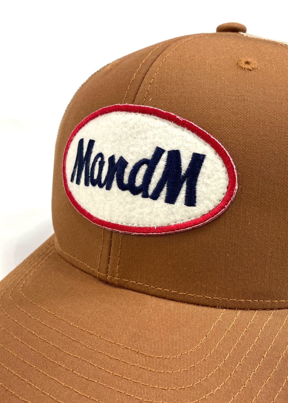 RETRO TRUCKER MESH CAP (LIGHT BROWN) / ワッペン メッシュキャップ