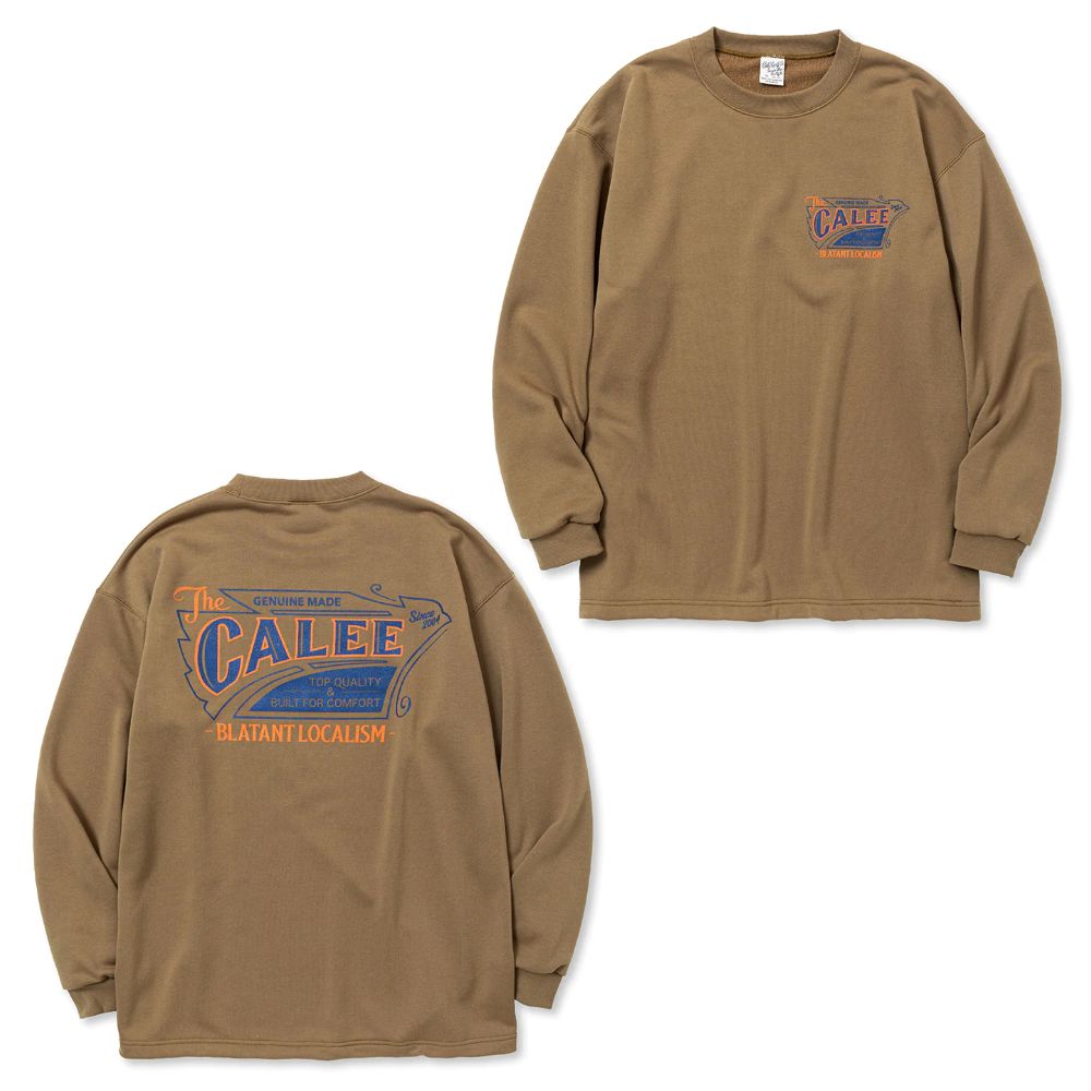【ラスト1点】AEROKNOT OLD SIGN BOARD L/S SW TEE ＜NATURALLY PAINT DESIGN＞ (OLIVE) / オールドサインボード オリジナル クルーネック スウェット