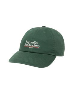 SURF ACADEMY CAP (GREEN) / ロゴ刺繍 ダッド キャップ。
